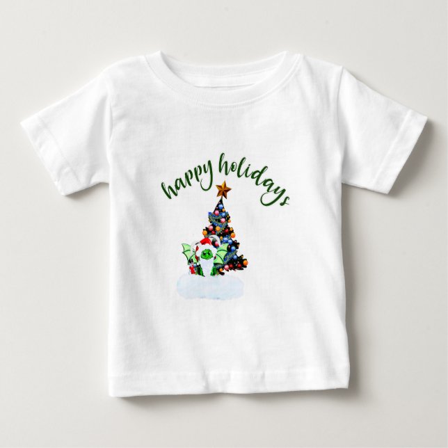 Merry & Magical Christmas with a Dragon Twist Baby T-Shirt (Front)