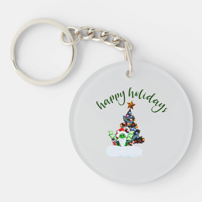 Merry & Magical Christmas with a Dragon Twist Key Ring (Front)