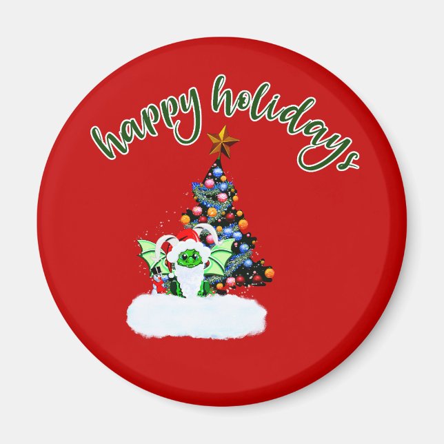 Merry & Magical Christmas with a Dragon Twist Magnet (Front)