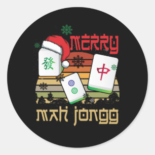 Merry Mah Jongg Snowy Christmas Fun-Chinese Jewish Classic Round Sticker