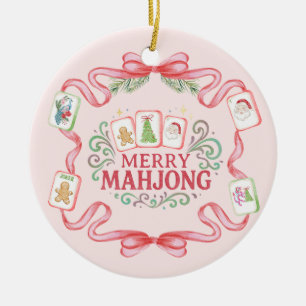 Merry Mahjong   Christmas Ceramic Ornament