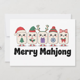 Merry Mahjong Christmas Tiles Santa Hat Antlers Invitation