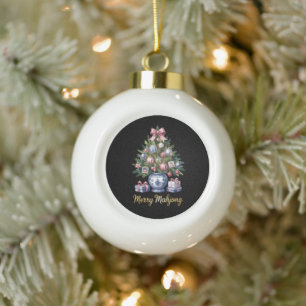 Merry Mahjong Christmas Tree Holiday Vase Xmas Ceramic Ball Christmas Ornament