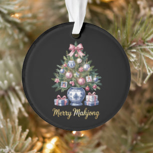 Merry Mahjong Christmas Tree Holiday Vase Xmas Ornament