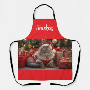 Merry Maine Coon Cat Christmas Personalised  Apron