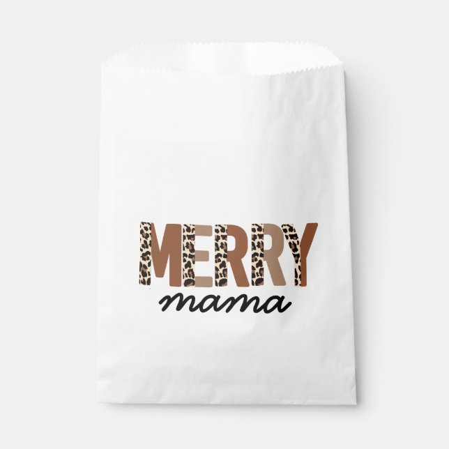 "Merry Mama" Modern Colour Block Leopard Boho Favour Bag (Front)