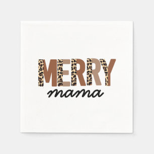 "Merry Mama" Modern Colour Block Leopard Boho Napkin