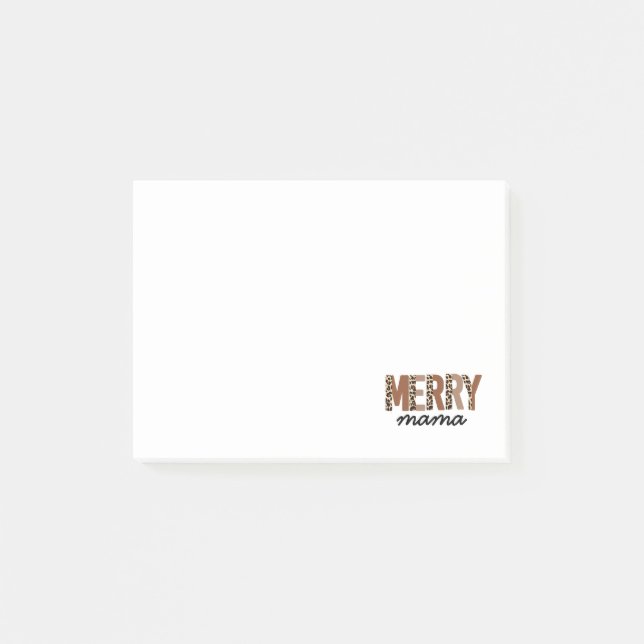 "Merry Mama" Modern Colour Block Leopard Boho Post-it Notes (Front)