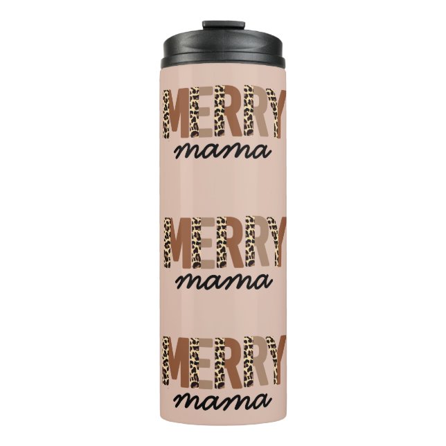 "Merry Mama" Modern Colour Block Leopard Boho Thermal Tumbler (Front)