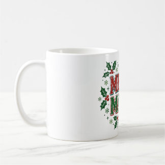 Merry Mama Retro Christmas Holly Design Coffee Mug