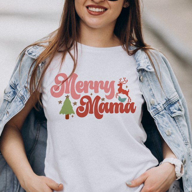 Merry Mama Retro Groovy Christmas Holidays Tri-Blend Shirt (Merry Mama Retro Groovy Christmas Holidays T-Shirt)