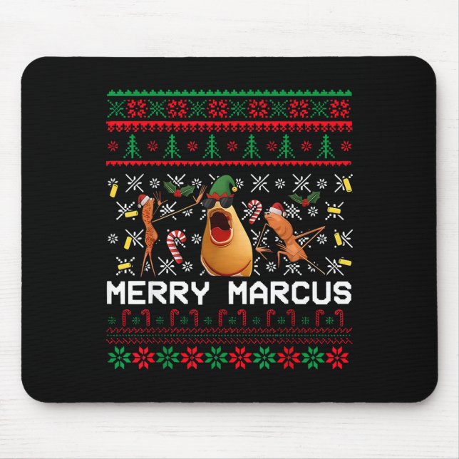 Merry Marcus Ugly Christmas Sweater Funny The Worm Mouse Pad (Front)