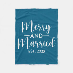Merry Married 2025 Christmas Couples Scripture Art Fleece Blanket