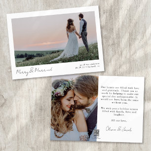 Merry & Married 2 Photo Calligraphy Wedding Holiday Card