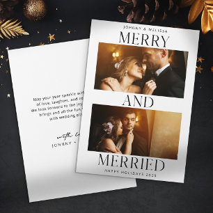 Merry & Married 2 Photo First Christmas Holiday Card