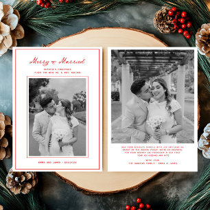 Merry & Married Bow Photo Christmas Newlyweds Holiday Card