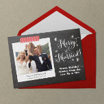 Merry & Married Chalkboard Holiday Card<br><div class="desc">Perfect for the newlywed couple,  this holiday card announces your nuptials in cheery holiday style. Don't forget to personalize the back with your names and personal message! See more ...  �2birdstone 2013 | photo by Gaston Photography  


 
  


com</div>