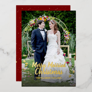 Merry Married Christmas Foil Holiday Card