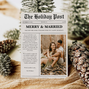Merry & Married Christmas Newspaper Holiday Card