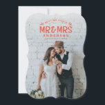 Merry & married christmas wedding photo card<br><div class="desc">Merry & married christmas wedding photo card. Announce your happy news in style this holiday season with this wedding announcement and christmas / holiday photo card. Change the background colour to suit your photograph. Part of a collection.</div>