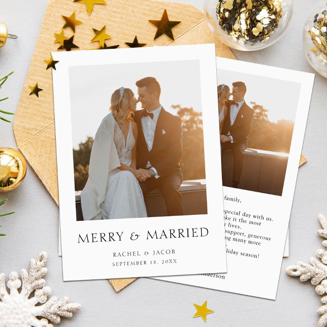 Merry & Married Elegant Simple Photo Holiday Card (Creator Uploaded)