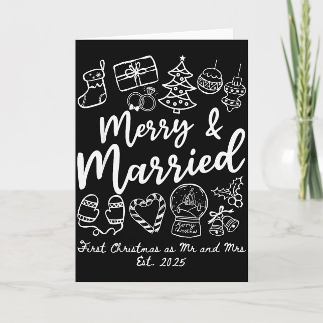 Merry Married First Christmas As Mr And Mrs 2025 N Card (Front)