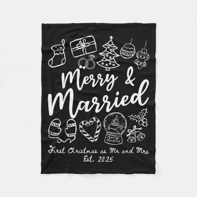 Merry Married First Christmas As Mr And Mrs 2025 N Fleece Blanket (Front)
