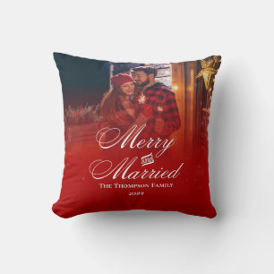 Merry Married First Christmas Newlywed New Family Cushion
