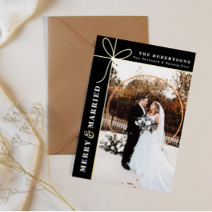 Merry & Married Foiled Wedding Thank You Foil Holiday Card