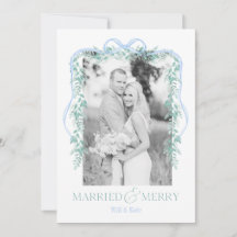 Merry & Married Grandmillenial Blue Christmas Card