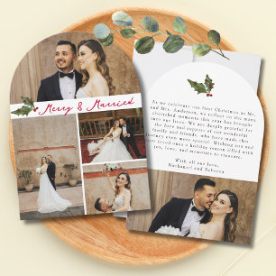 Merry & Married Handwritten 5 Photo Christmas Card