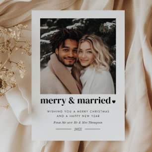 Merry & Married Heart Photo Holiday Card