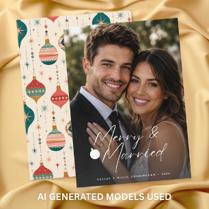 Merry & Married Holiday Christmas Photo Card