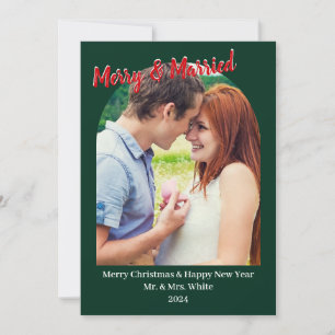 Merry & Married Holiday Photo Christmas Card