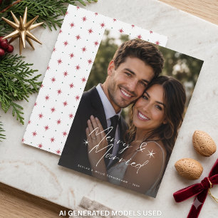 Merry & Married Holiday Star Christmas Photo Card