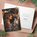 Merry & Married Newly Weds First Christmas Photo  Holiday Card<br><div class="desc">Elegant and romantic swirly calligraphy lettering with a photo and custom text inside. For more advanced customisation of this design,  please click the BLUE DESIGN TOOL BUTTON above!</div>