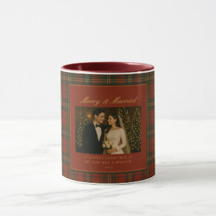 Merry & Married Newlywed First Christmas Photo Mug