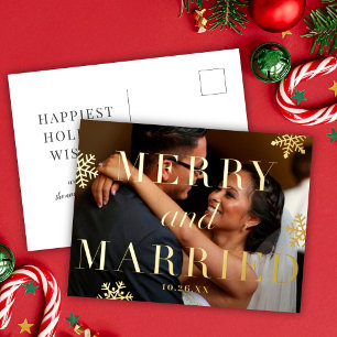 Merry & Married Newlywed Holiday FOIL Photo Card