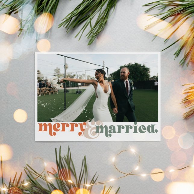 Merry & Married Newlywed Photo Christmas Holiday Card (Merry & Married Newlywed Christmas Photo Card)