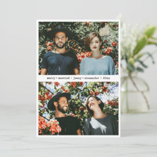 Merry Married Newlywed Two Photo Minimalist Holiday Card