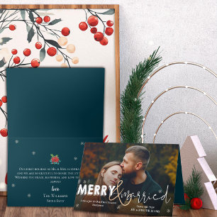 Merry & Married Newlyweds Photo Holiday Card