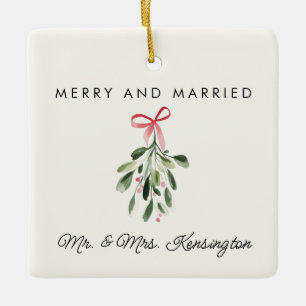 Merry & Married Personalised Newlywed WeddingPhoto Ceramic Ornament