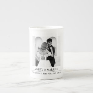 Merry & Married - Personalized Newlywed Christmas Bone China Mug