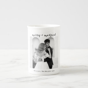 Merry & Married - Personalized Newlywed Christmas Bone China Mug