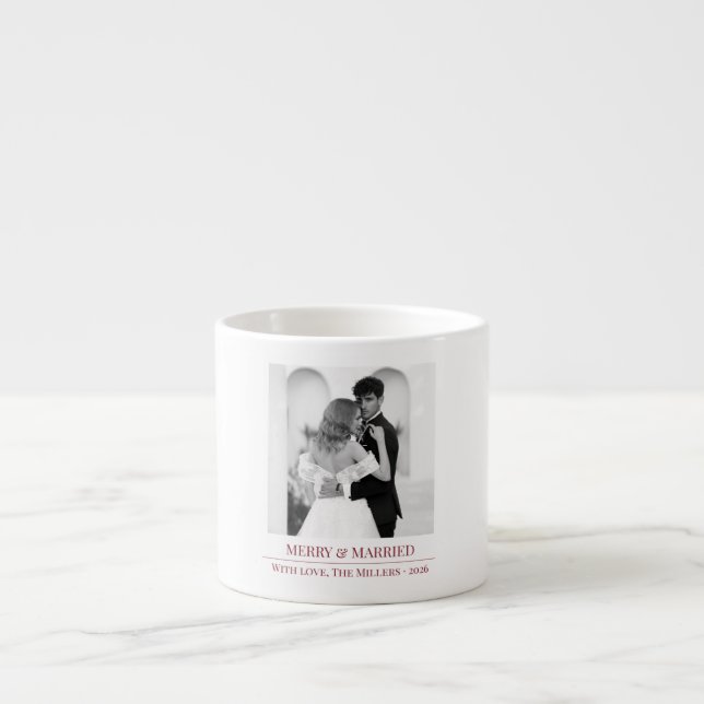 Merry & Married - Personalized Newlywed Christmas  Espresso Cup (Front)