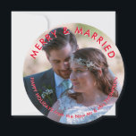 Merry Married Photo Circular Newlywed Christmas Holiday Card<br><div class="desc">Your first married Christmas deserves a special mention with your festive greetings and this contemporary circular design will do the job in a stylish way! Change the sample picture with your favourite photo of you both, which covers the whole of the front. Your photo will automatically fill to the circular...</div>