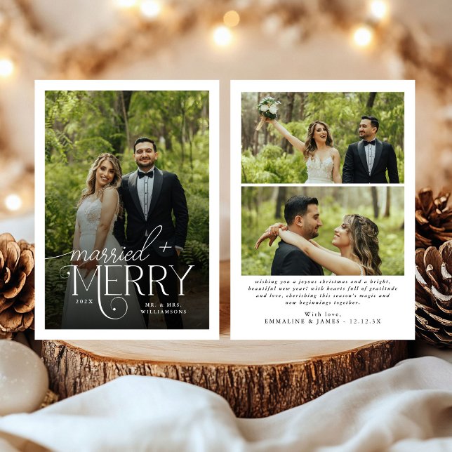 Merry & Married Photo Newlyweds Christmas Holiday Card (Creator Uploaded)