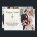 Merry & Married Photo Wedding Announcement Card<br><div class="desc">Celebrate your new chapter with the Merry & Married Custom 2 Photo Wedding Announcement Card! This elegant card features two of your favourite photos, along with a heartfelt message, perfect for sharing the joy of your special day with friends and family. The festive design, complete with a modern mistletoe illustration,...</div>