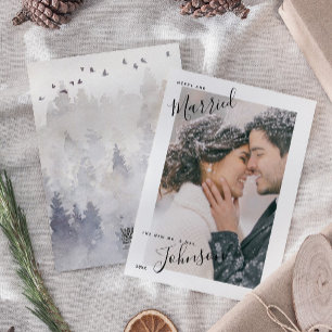 Merry & Married Script Name Photo Christmas Card