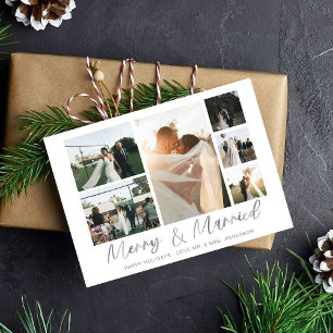 Merry & Married Silver 6 Multi Photo Holiday Card